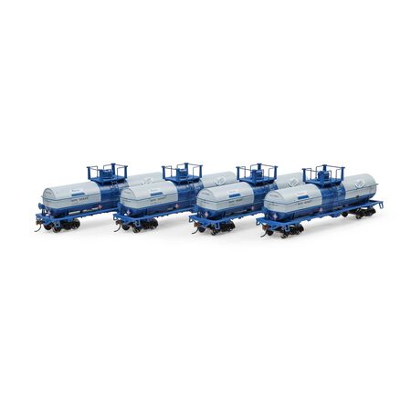 Athearn ATH-1305 42' Chemical Tank 4 Pack, ACFX #90655 / 90657 / 90661 / 90667 HO Scale