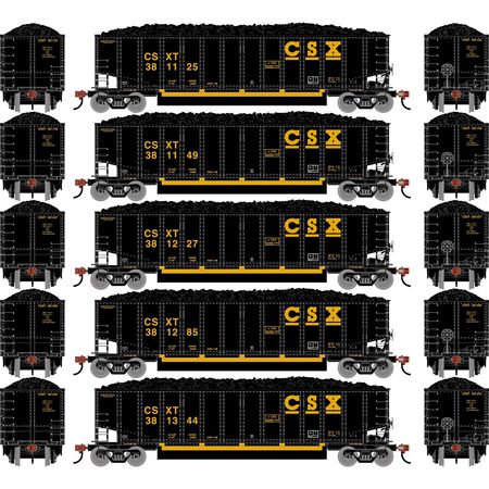 Athearn ATH-2293 Bethgon Coalporter w/Coal Load, CSXT #381125/381149/381227/381285/381344 (5 Pack) HO Scale