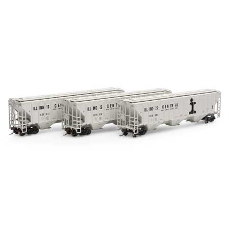 Athearn ATH18786 PS 4740 Covered Hopper IC Illinois Central 3 Pack HO Scale