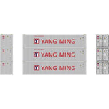 Athearn ATH27051 40' Corrugated Low Container, Yang Ming/New (3 Pack) HO Scale