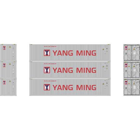 Athearn ATH27051 40' Corrugated Low Container, Yang Ming/New (3 Pack) HO Scale