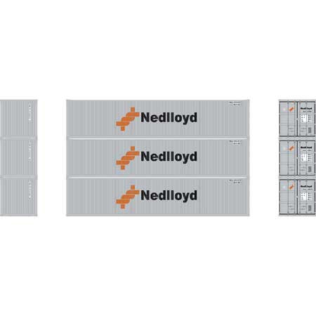 Athearn ATH27055 40' Corrugated Low Container, Nedlloyd # 1 (3 Pack) HO Scale
