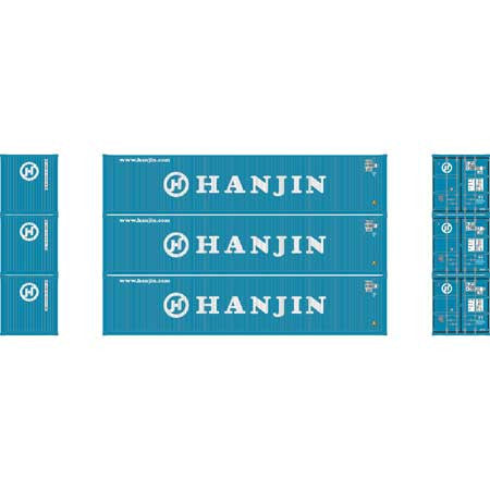 Athearn ATH27062 40' Corrugated Low Container, Hanjin # 2 (3 Pack) HO Scale