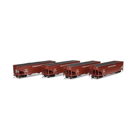 Athearn ATH33084 40' Offset Coal Hopper 4 Car Set with Load, CN Canadian National Set #1 HO Scale