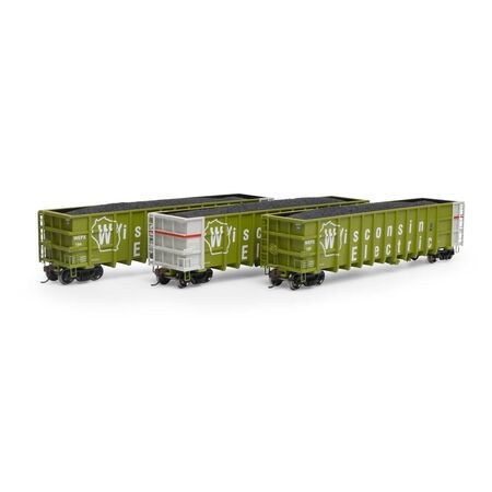 Athearn ATH7488 Thrall High Side Gondola with Load (3 Pack), WEPX Wisconsin Electric Set #3 HO Scale