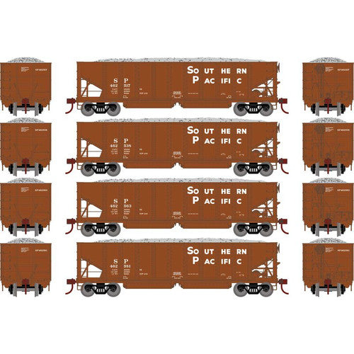 Athearn ATH7646 SP Southern Pacific Set #1 4 Pack 40' Ribbed 3-Bay Ballast Hopper HO Scale