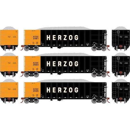 Athearn ATH7668 Thrall High Side Gondola with Load (3 Pack), HZGX Herzog Set #1 HO Scale