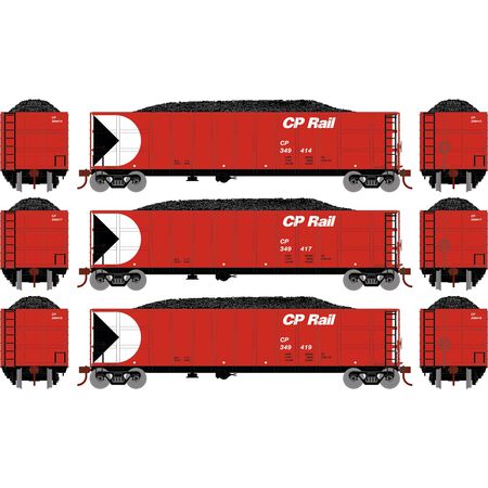 Athearn ATH7672 Thrall High Side Gondola with Load (3 Pack), CPR Canadian Pacific Set #2 HO Scale