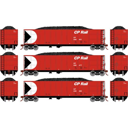 Athearn ATH7673 Thrall High Side Gondola with Load (3 Pack), CPR Canadian Pacific Set #3 HO Scale
