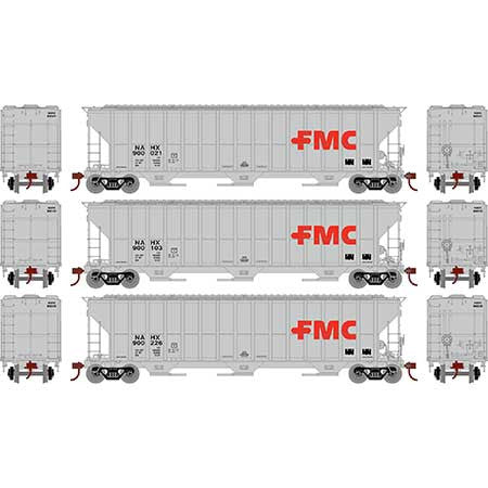 Athearn ATH81582 FMC 4700 Covered Hopper, NAHX 3 Pack HO Scale