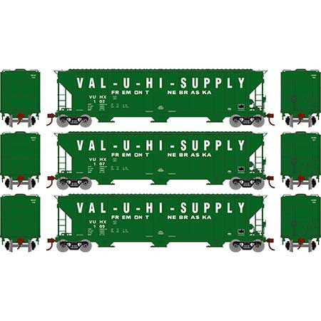 Athearn ATH81591 FMC 4700 Covered Hopper, VUHX 3 Pack HO Scale