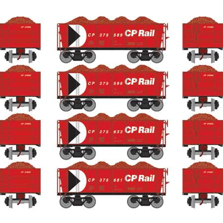 Athearn ATH97950 26' Ore Car Low Side w/Load CPR - Canadian Pacific Set #3 4 Pack HO Scale