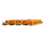 Athearn ATH98929 RTR Maxi I Well Cars, DTTX #73006 With 40' Container (5 car set) HO Scale