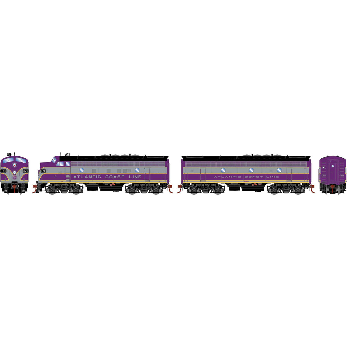 Athearn ATHG19686 F7A / F3B Locomotive Set with Tsunami2 DCC & Sound, ACL #370, #336-B HO Scale
