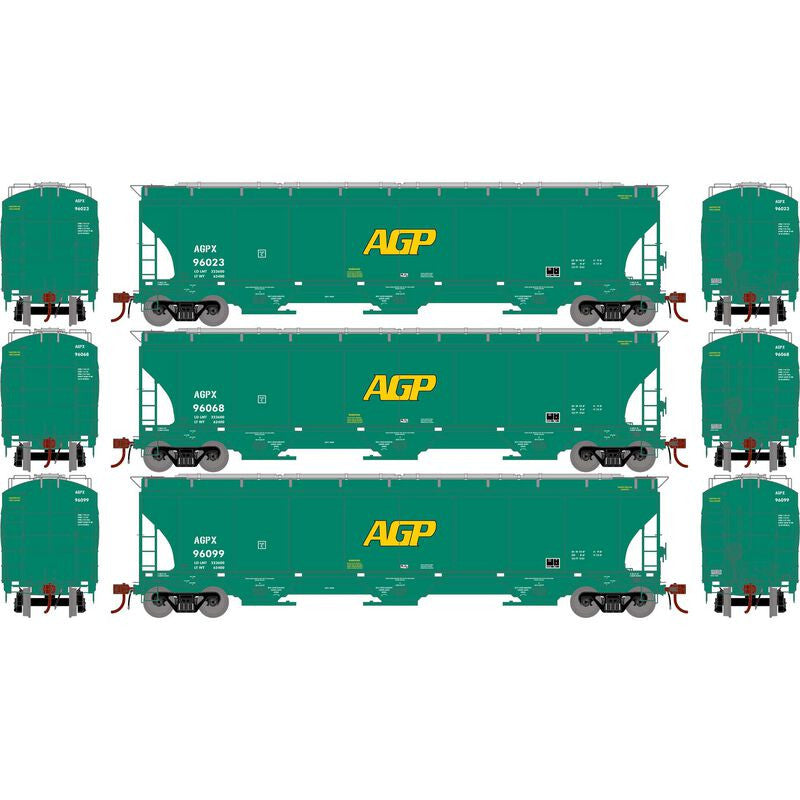 Athearn ATHG97158 Trinity 3-Bay Hoppers APGX AGP Set #2 3 Pack HO Scale