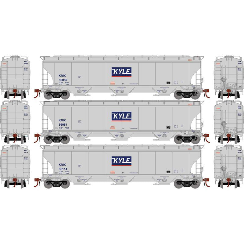 Athearn ATHG97161 Trinity 3-Bay Hoppers KRIX KYLE Set #1 3 Pack HO Scale