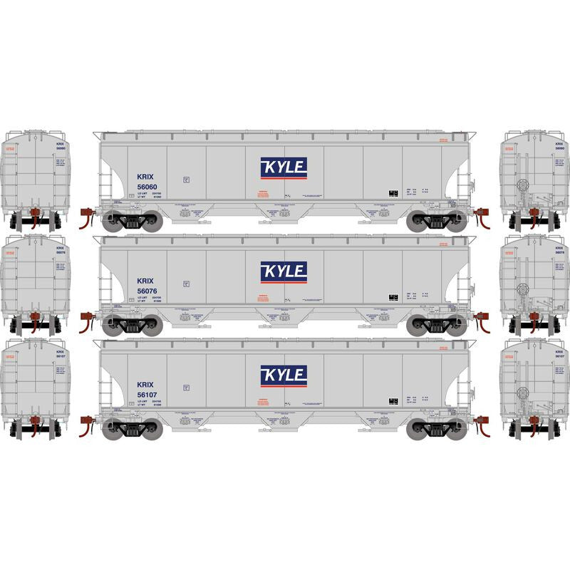 Athearn ATHG97162 Trinity 3-Bay Hoppers KRIX KYLE Set #2 3 Pack HO Scale