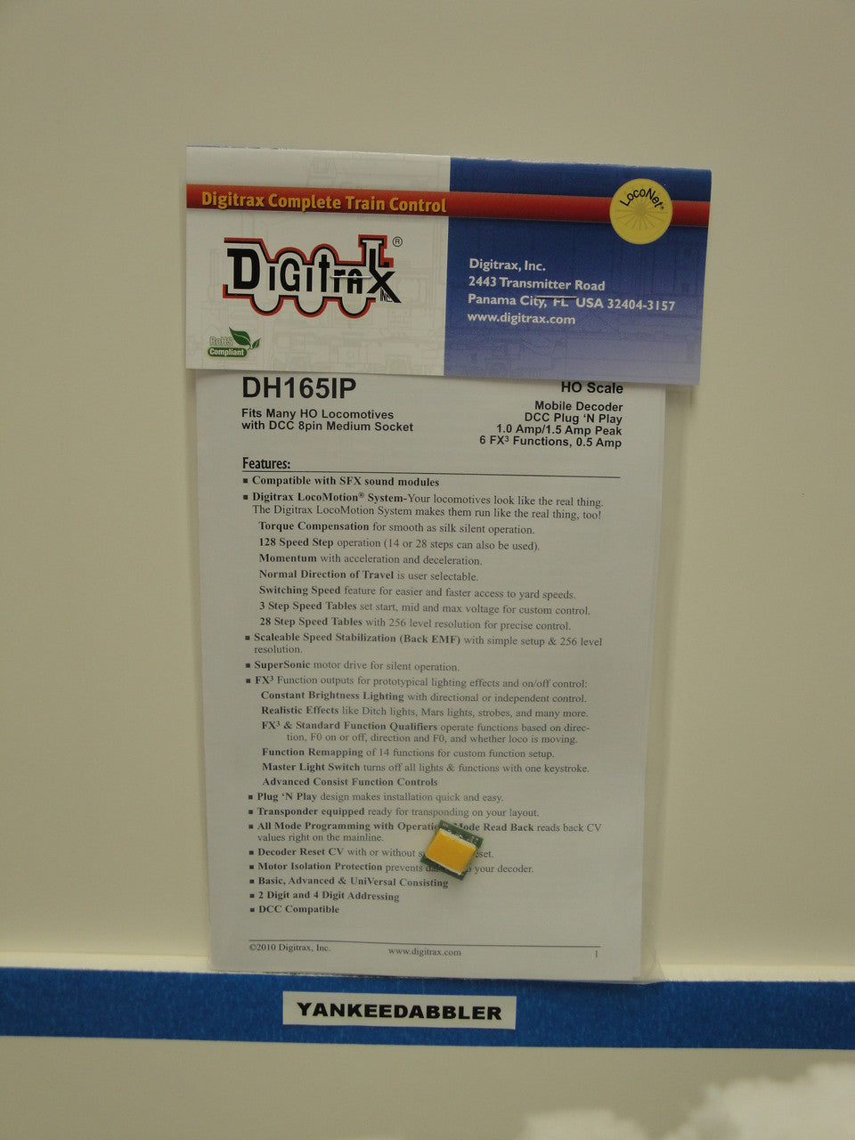 DH165IP Digitrax / Mobile Decoder Integrated Med (Scale = HO)  Part # 245-DH165IP