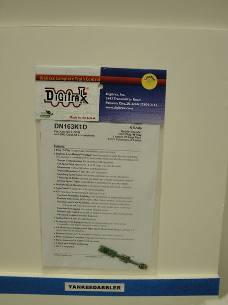 Digitrax DN163K1D Plug N'Play Decoder for Kato GG1, SD70ACe, DD51, and EMD Class 66; N Scale