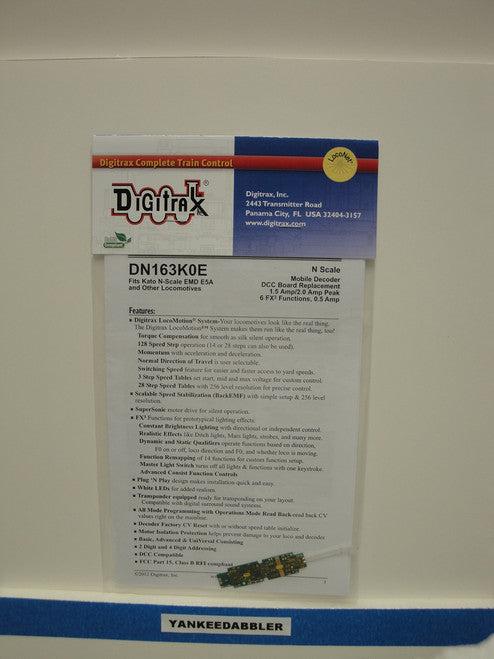 Digitrax DN163K0E DCC Decoder for Kato E5; N Scale