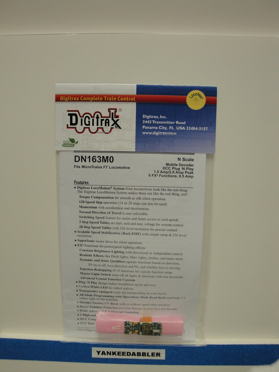 Digitrax DN163M0 Plug N' Play Decoder for Micro-Trains FT A&B; N Scale