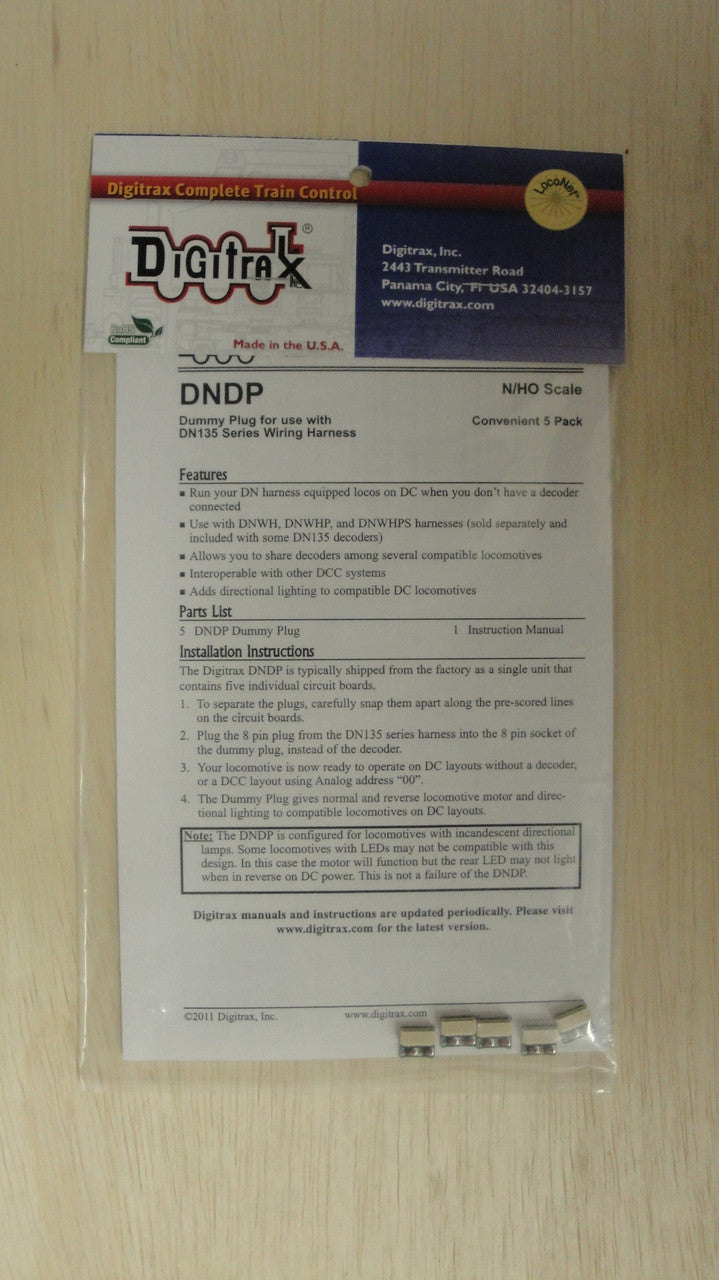 Digitrax DNDP 5 Pack Dummy Plug for N Scale Harness System