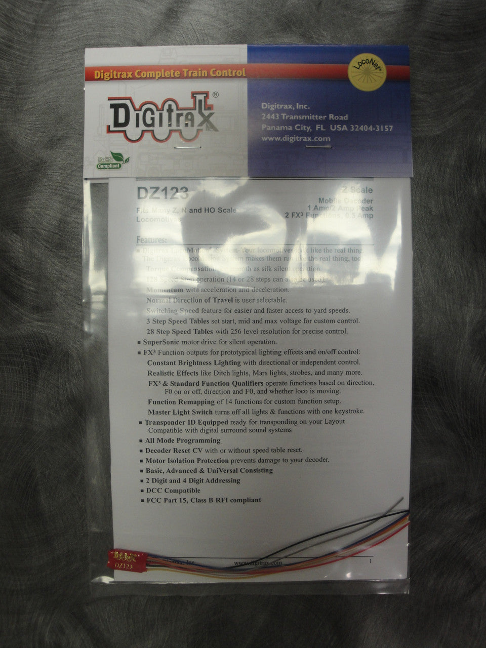 DZ123-10PACK DIGITRAX / 10 - Pack of Digitrax -DZ123-Mobile DCC Decoders -- Wired, 1.0 Amp, (Scales = ALL) YANKEEDABBLER Part # 245-DZ123-10PK