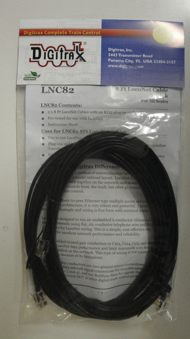 Digitrax LNC82 8' LocoNet Cable 2 pack  (Scale = ALL)  Part # 245-LNC82
