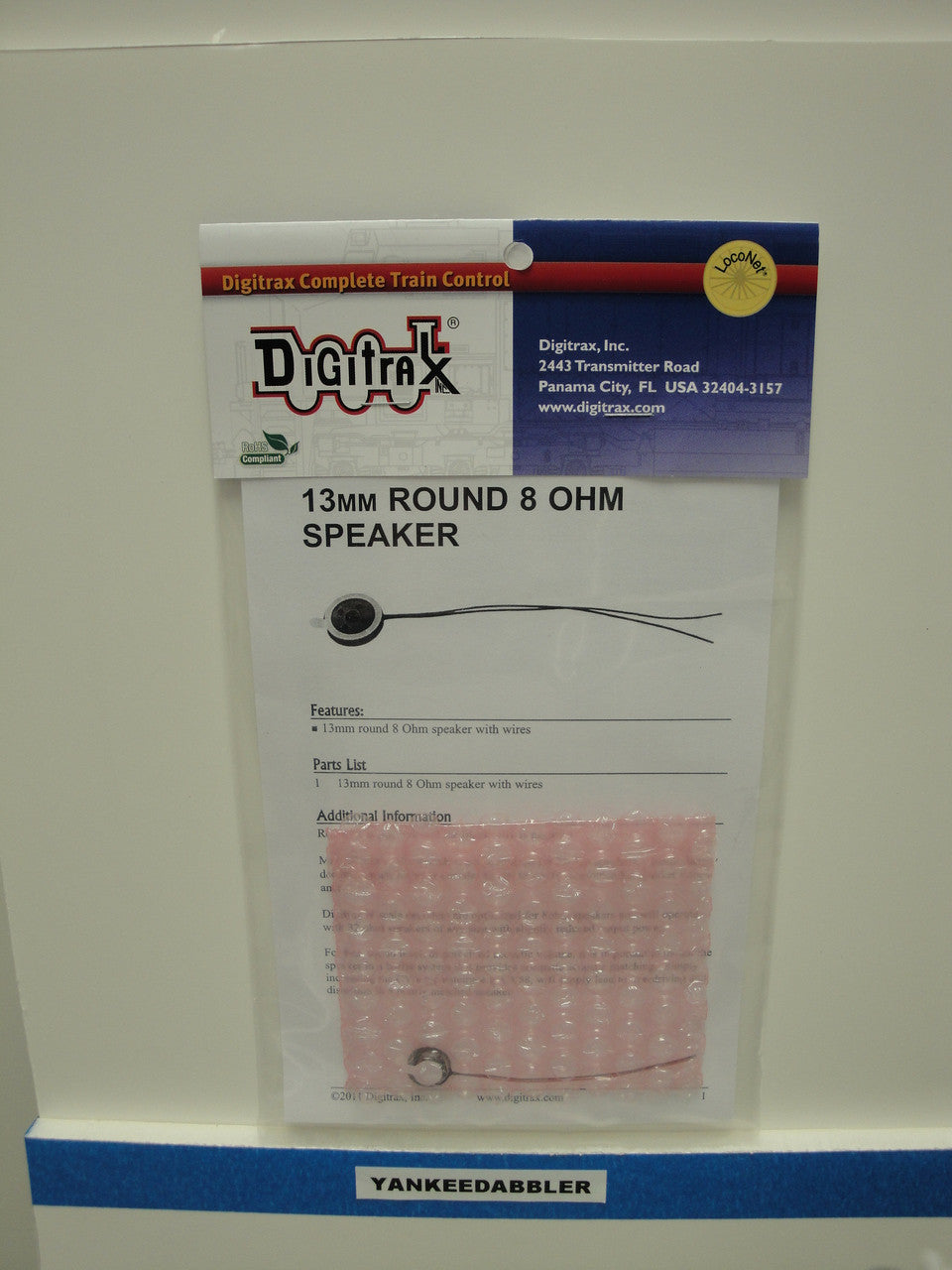 SP13138 Digitrax / Speaker w/Wire Round 8ohm  (Scale = ALL)  Part # 245-SP13138