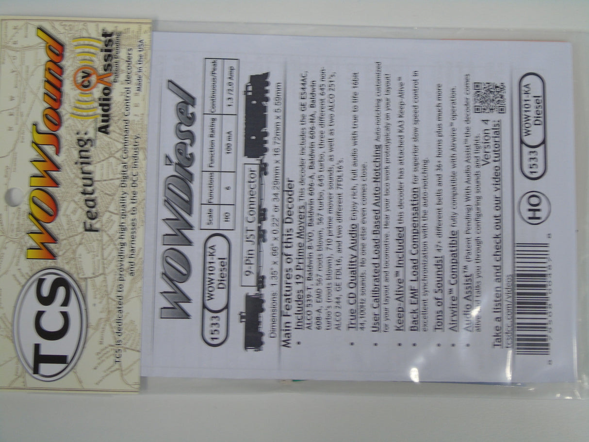 1533 TCS Train Control Systems /  WOW101-KA-Diesel (SCALE=HO) Part # 745-1533