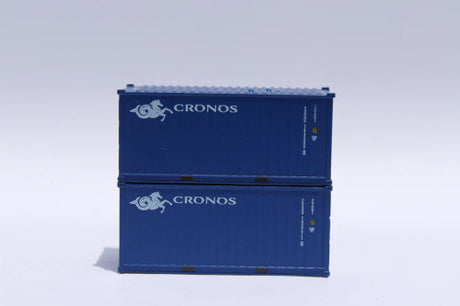 JTC MODEL TRAINS 205316 CRONOS (blue) 20' Std. height containers with Magnetic system, Corrugated-side N Scale