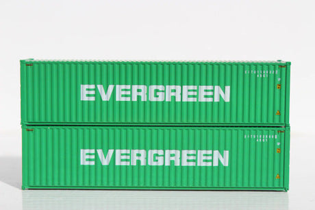 JTC MODEL TRAINS 405046 EVERGREEN (EITU)– 40' HIGH CUBE containers with Magnetic system, Corrugated-side N Scale
