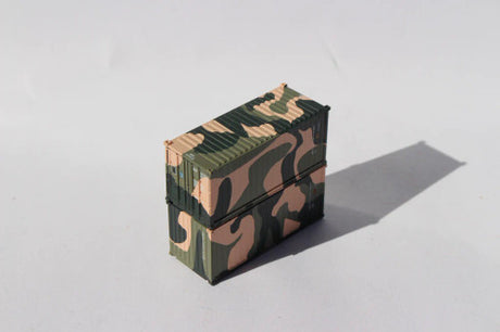 JTC MODEL TRAINS 205398 EMSU CAMO containers 'A', Military Style 20' Std. height containers with Magnetic system, Corrugated-side N Scale