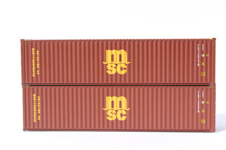 JTC MODEL TRAINS 405140 MSC MEDU (maroon) 40' HIGH CUBE containers with Magnetic system, Corrugated-side N Scale