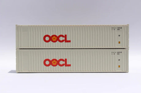 JTC MODEL TRAINS 405504 OOCL large logo 40' Standard Height 8'6 2-P-44-P-2 Panel side standard wave corrugations containers N Scale