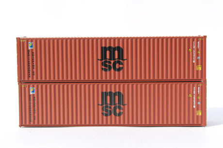 JTC MODEL TRAINS 405187 MSC FFAU (Florens lease, Brown with Black logo) 40' HIGH CUBE containers with Magnetic system, Corrugated-side N Scale