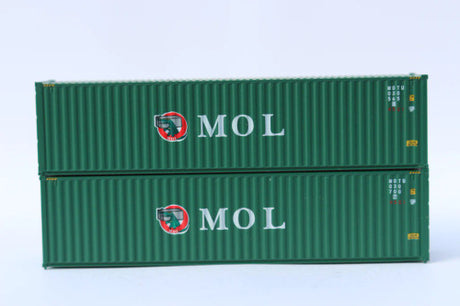 JTC MODEL TRAINS 405149 MOL Green-W/ GATOR logo 40' HIGH CUBE containers with Magnetic system, Corrugated-side N Scale