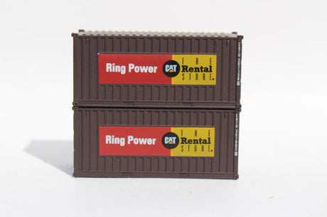 JTC MODEL TRAINS 205012 CAT Rental Store "Ring Power" 20' Std. height container with Magnetic system, Corrugated-side N Scale