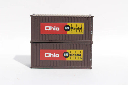 JTC MODEL TRAINS 205013 CAT Rental Store "OHIO" 20' Std. height container with Magnetic system, Corrugated-side N Scale