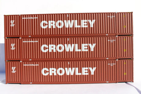 JTC MODEL TRAINS 953049 Crowley brown "Website" Ocean 53' (HO Scale 1:87) 3 pack of containers with IBC castings at 53' corner HO Scale