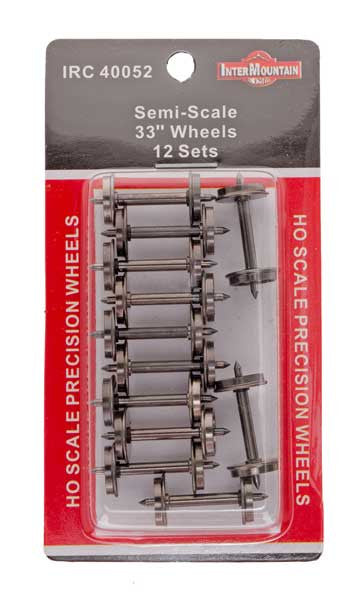 Intermountain 40052 33" Semi-Scale Wheels (.088" Tread Width) 12 Axles Per Pack HO Scale