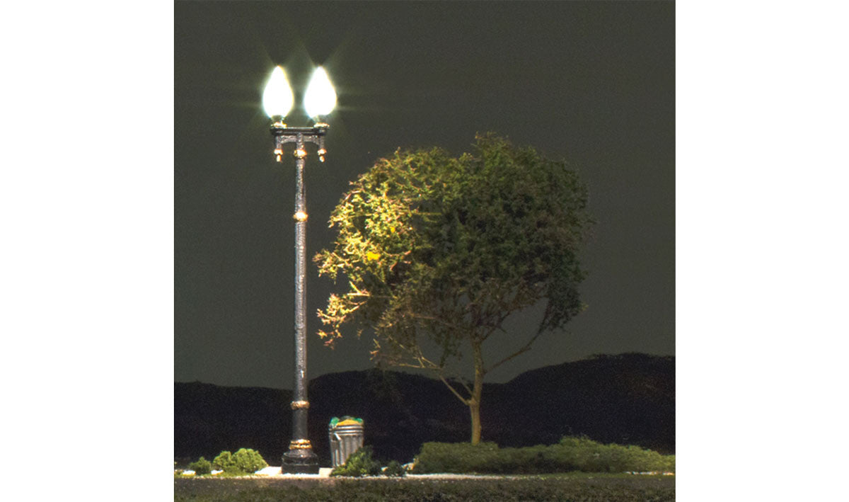 Woodland Scenics 5632 Double Lamp Post Street Light - Just Plug(TM) -- pkg(3) (SCALE=HO) Part # 785-5632