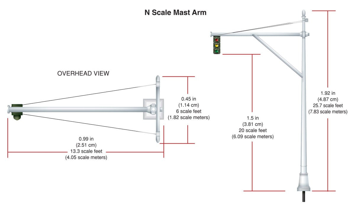 Woodland Scenics 5637 Just Plug Mast Arm Traffic Lights - N Scale