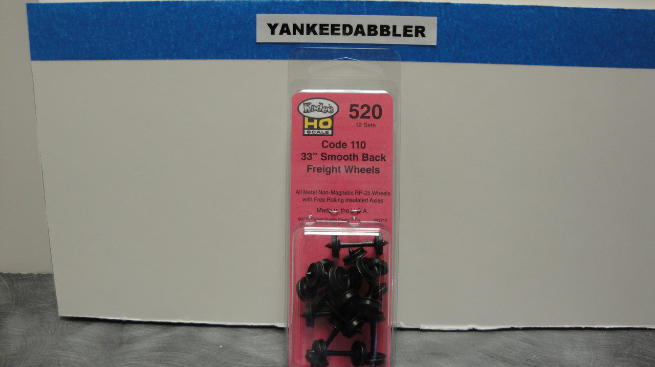 520 Kadee / 33" Diameter Smooth Back Code 110 "Standard" Wheelsets Package of 12 (HO Scale) Part # 380-520