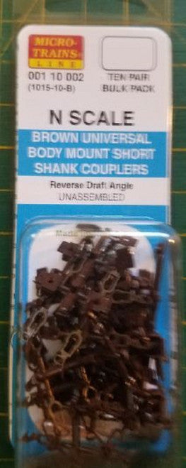 110002 MICRO TRAINS / {001 10 002}UNIVERSAL BODY MOUNT SHORT SHANK COUPLERS- (1015-10-B)  (SCALE=N)