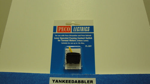 PL-26Y Peco / PL-26Y Passing Contact Toggle Switch for Twin Coil Switch Machines Yellow (SCALE=ALL ) Part # PCO-PL-26Y