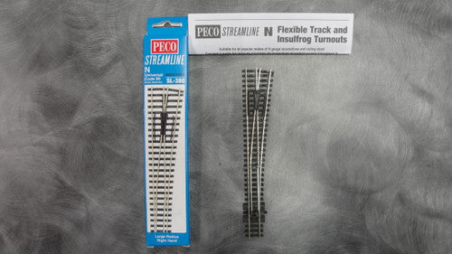 Peco SL-388 N Scale Long Radius Right Hand Insulfrog Turnout Code 80