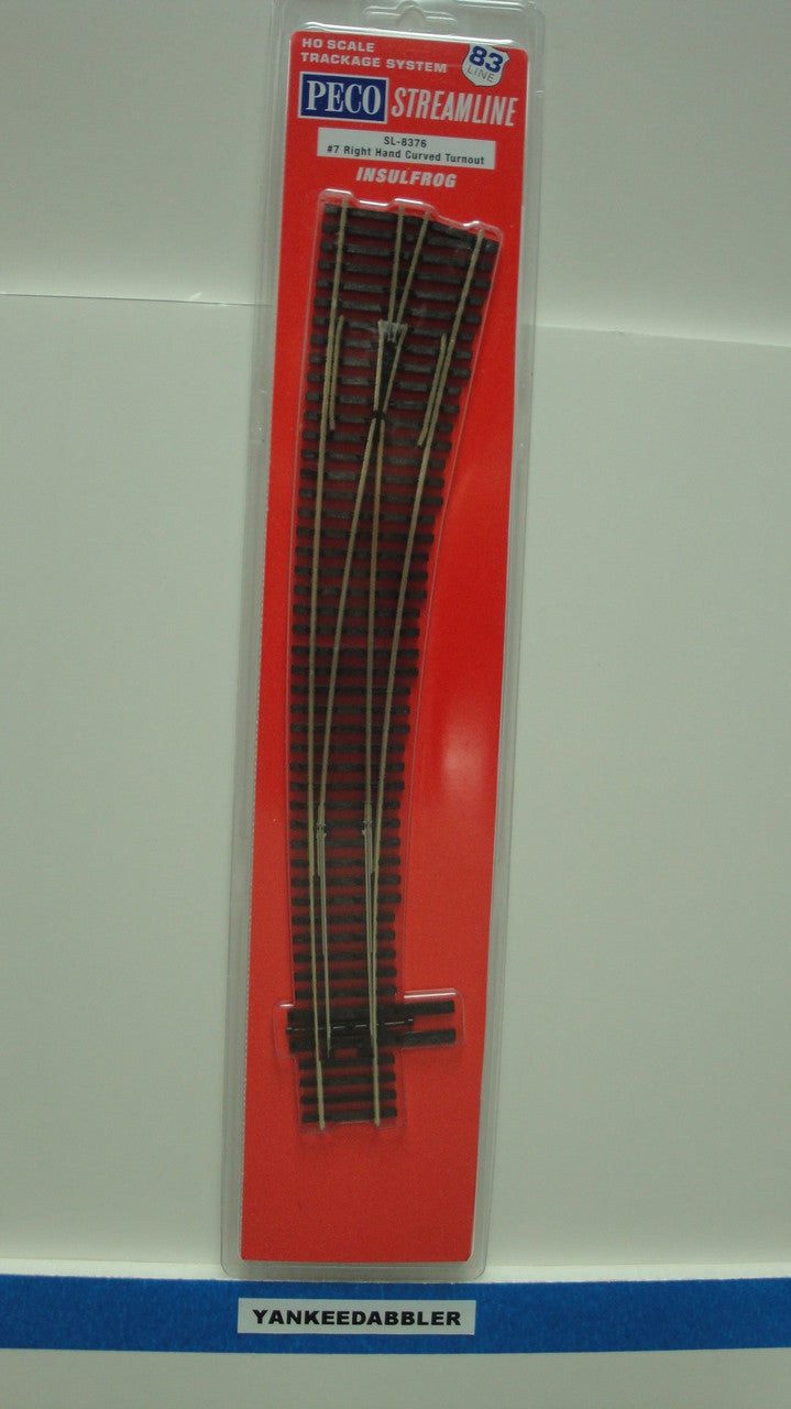 Peco SL-8376 HO Code 83 #7 Right-Hand Curved Insulfrog Turnout HO Scale