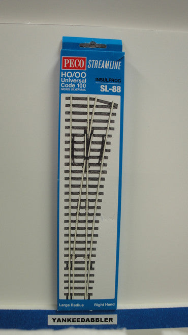 SL-88 Peco / SL-88 HO Code 100 Right-Hand Large Radius Insulfrog Turnout (SCALE=HO ) P Part # PCO-SL-88