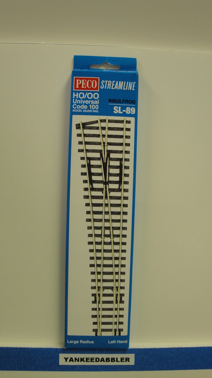 SL-89 Peco / SL-89 HO Code 100 Left-Hand Large Radius Insulfrog Turnout (SCALE=HO ) P Part # PCO-SL-89